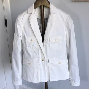 Anthropologie White Cotton Safari Blazer Size 2